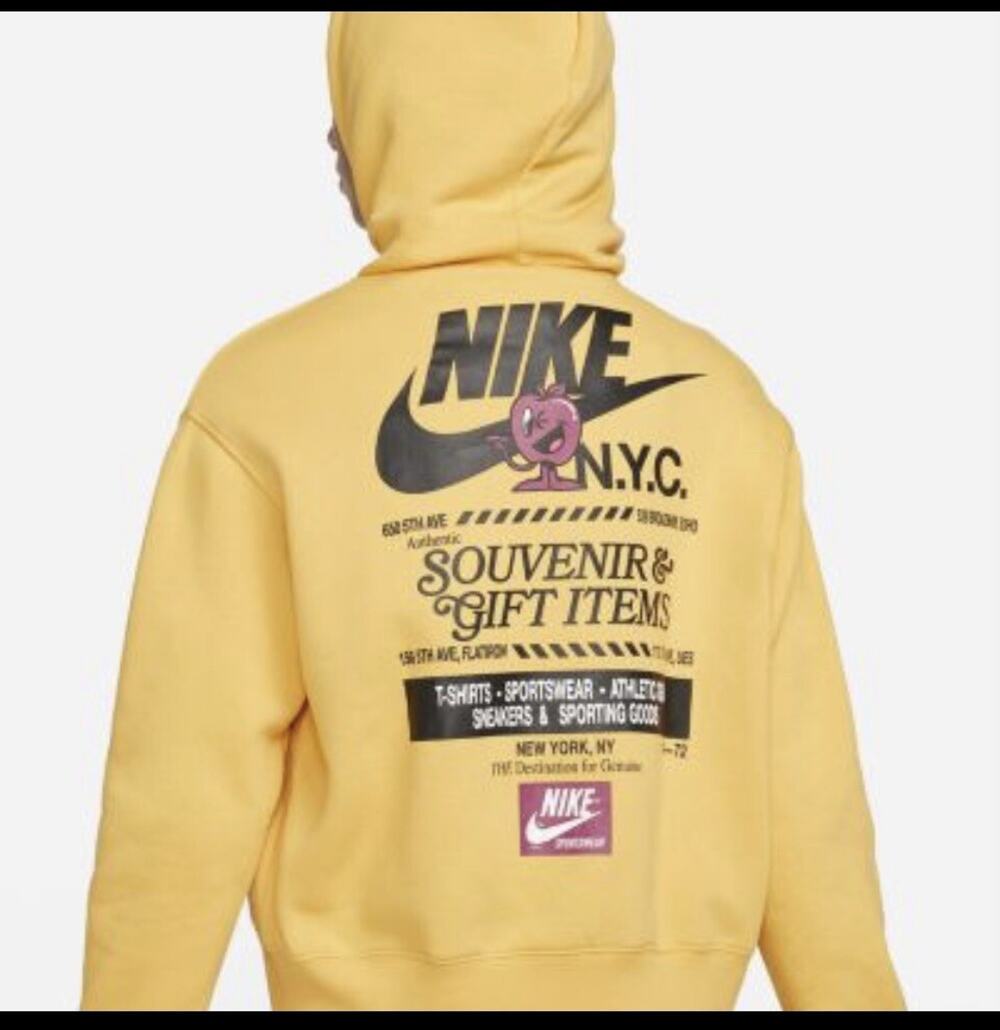Nike women's "BIG ON THE BIG APPLE" Sportswear Hoodie DQ3548 Yellow XXL RARE
